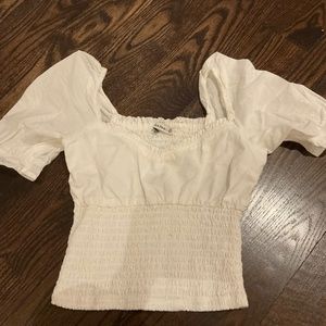 Abercrombie and Fitch White Puff Sleeve Top